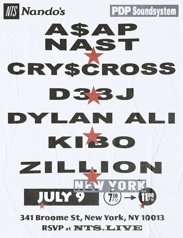 NTS x PDP Soundsystem hosted by A$AP Nast events Image
